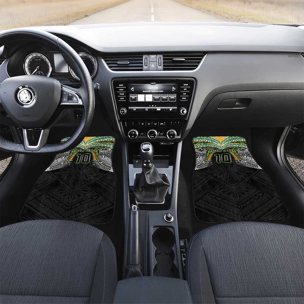 Custom Cook Islands Rugby League Car Mats Tatau Tribal Motifs-Black Color LT03 Set 2pcs - Front Black - Polynesian Pride