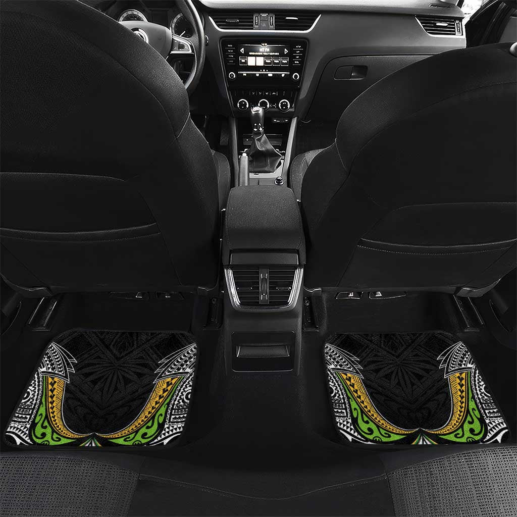 Custom Cook Islands Rugby League Car Mats Tatau Tribal Motifs-Black Color LT03 Set 2pcs - Back Black - Polynesian Pride
