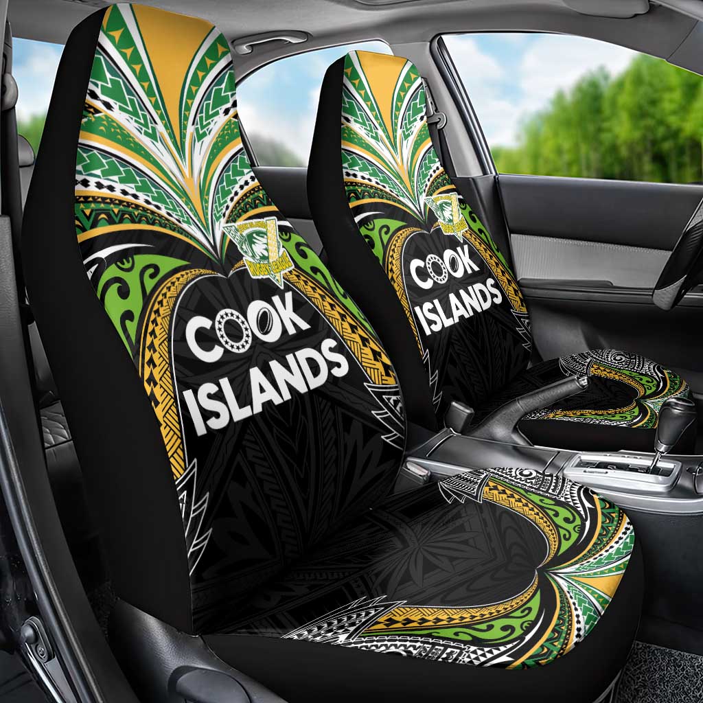 Cook Islands Rugby League Car Seat Cover Tatau Tribal Motifs-Black Color LT03 - Polynesian Pride