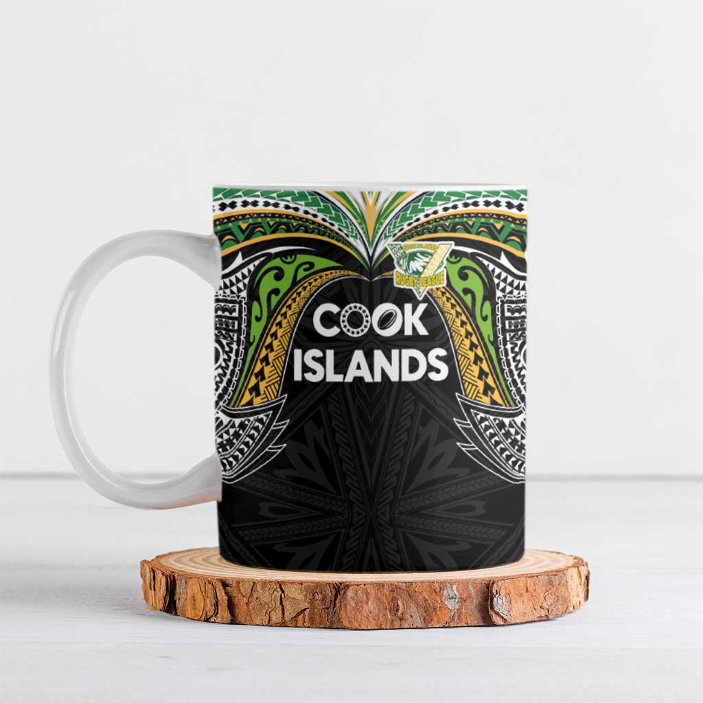 Custom Cook Islands Rugby League Ceramic Mug Tatau Tribal Motifs-Black Color LT03 Black - Polynesian Pride