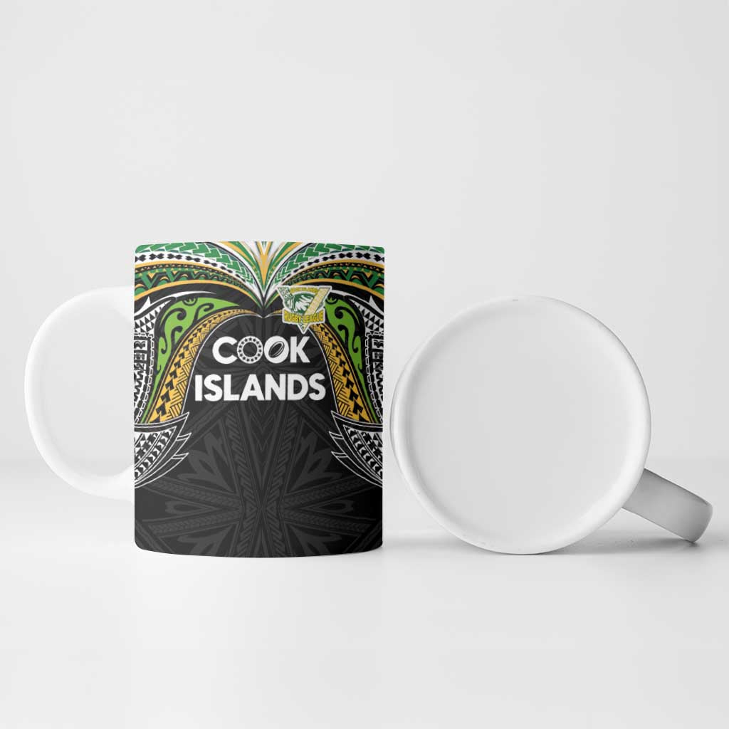 Custom Cook Islands Rugby League Ceramic Mug Tatau Tribal Motifs-Black Color LT03 - Polynesian Pride