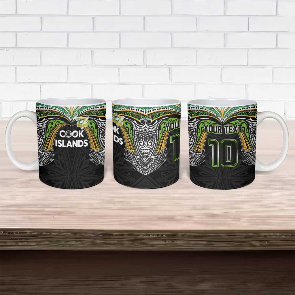 Custom Cook Islands Rugby League Ceramic Mug Tatau Tribal Motifs-Black Color LT03 - Polynesian Pride