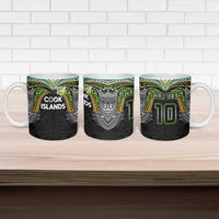 Custom Cook Islands Rugby League Ceramic Mug Tatau Tribal Motifs-Black Color LT03 - Polynesian Pride