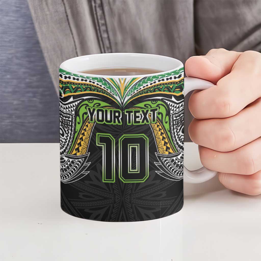 Custom Cook Islands Rugby League Ceramic Mug Tatau Tribal Motifs-Black Color LT03 - Polynesian Pride