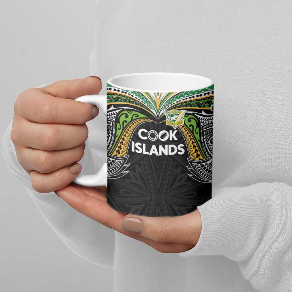 Custom Cook Islands Rugby League Ceramic Mug Tatau Tribal Motifs-Black Color LT03 - Polynesian Pride