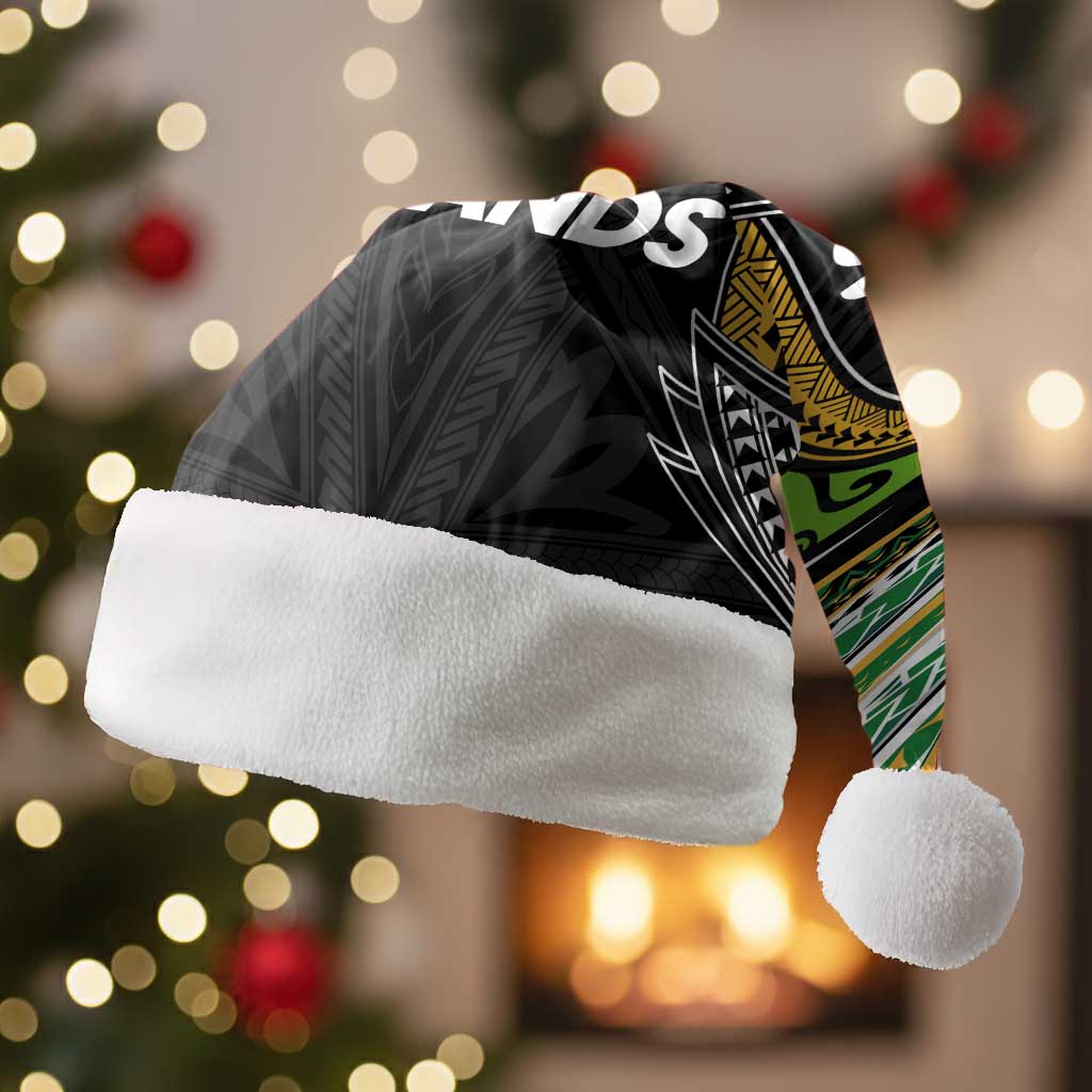 Cook Islands Rugby League Christmas Santa Hat Tatau Tribal Motifs-Black Color LT03 Without Fur Black - Polynesian Pride