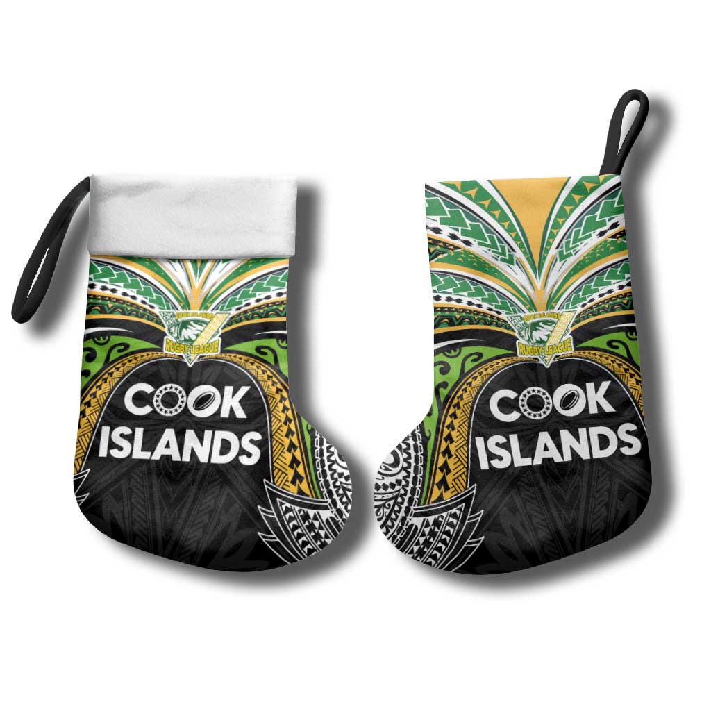 Cook Islands Rugby League Christmas Stocking Tatau Tribal Motifs-Black Color LT03 - Polynesian Pride