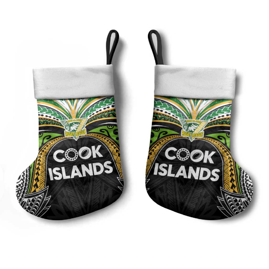 Cook Islands Rugby League Christmas Stocking Tatau Tribal Motifs-Black Color LT03 - Polynesian Pride