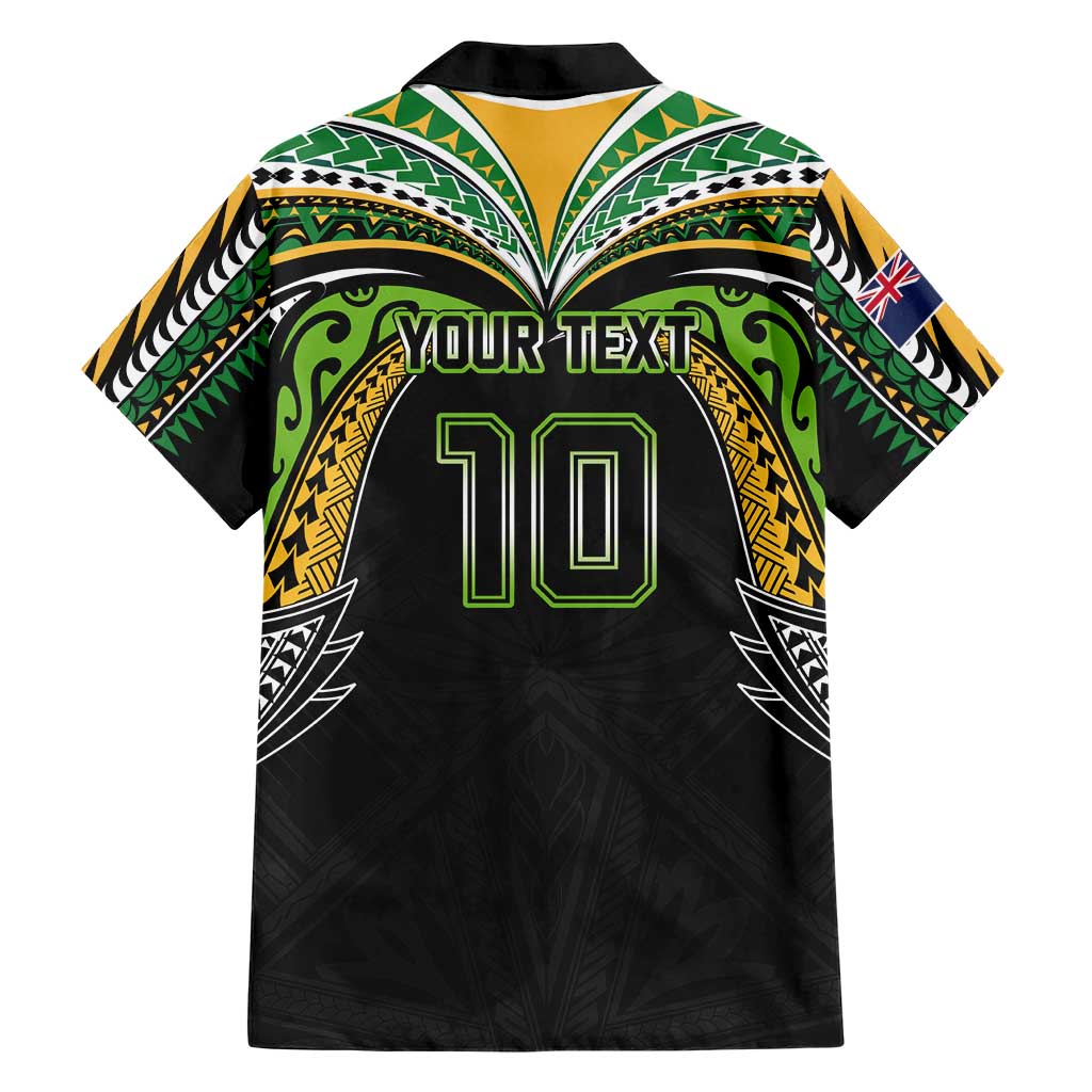 Custom Cook Islands Rugby League Family Matching Puletasi and Hawaiian Shirt Tatau Tribal Motifs-Black Color LT03 - Polynesian Pride