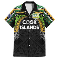 Custom Cook Islands Rugby League Family Matching Summer Maxi Dress and Hawaiian Shirt Tatau Tribal Motifs-Black Color LT03 Dad's Shirt - Short Sleeve Black - Polynesian Pride