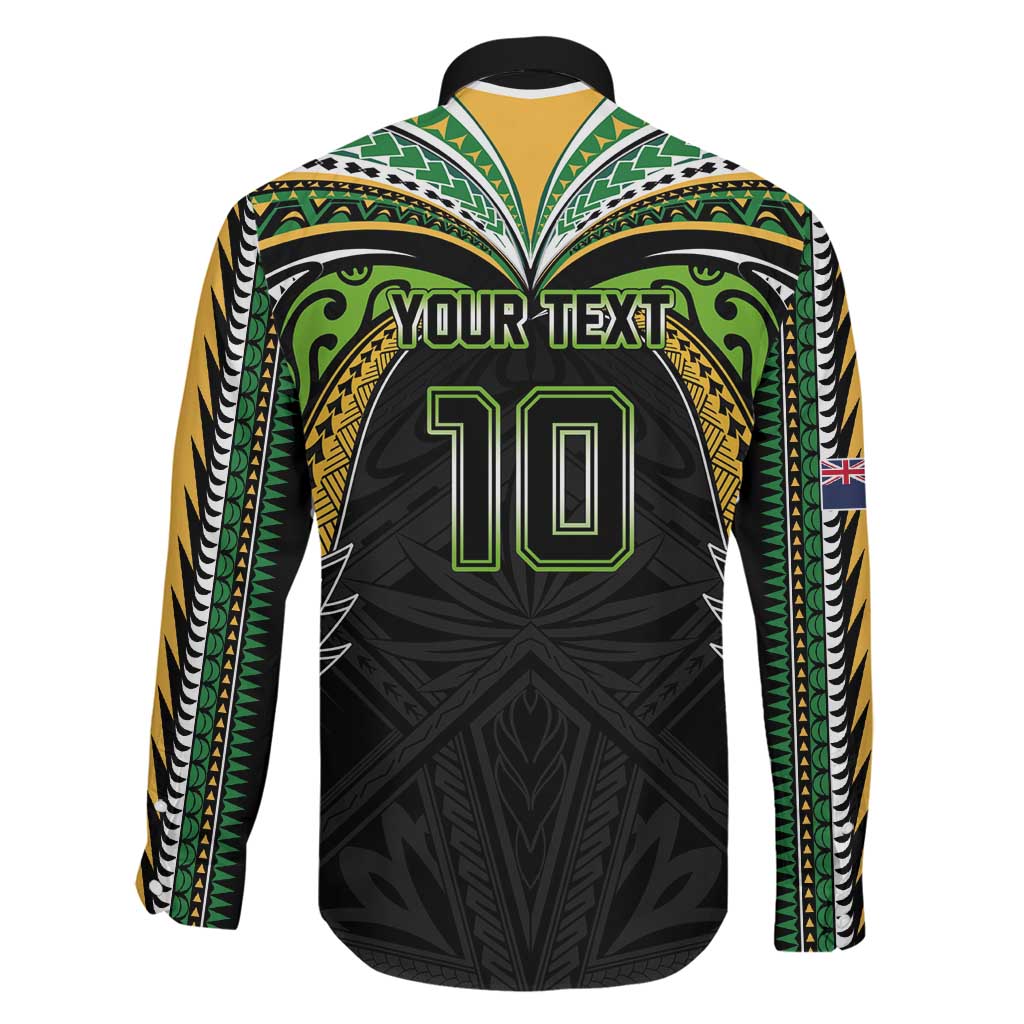Custom Cook Islands Rugby League Family Matching Summer Maxi Dress and Hawaiian Shirt Tatau Tribal Motifs-Black Color LT03 - Polynesian Pride