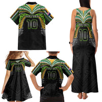 Custom Cook Islands Rugby League Family Matching Tank Maxi Dress and Hawaiian Shirt Tatau Tribal Motifs-Black Color LT03 - Polynesian Pride