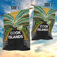 Cook Islands Rugby League Garden Flag Tatau Tribal Motifs-Black Color LT03 - Polynesian Pride