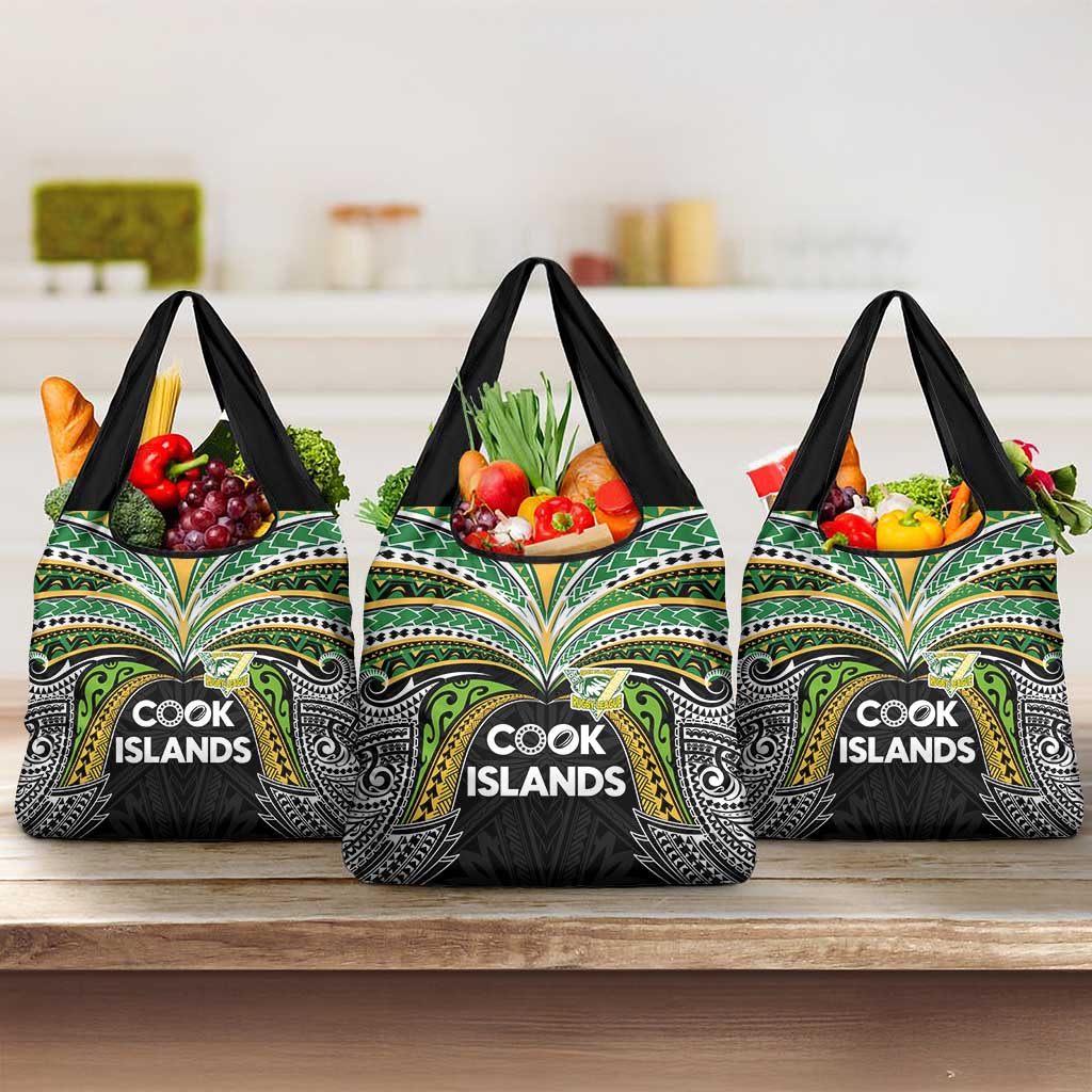 Cook Islands Rugby League Grocery Bag Tatau Tribal Motifs-Black Color LT03 3-pack One Size Black - Polynesian Pride