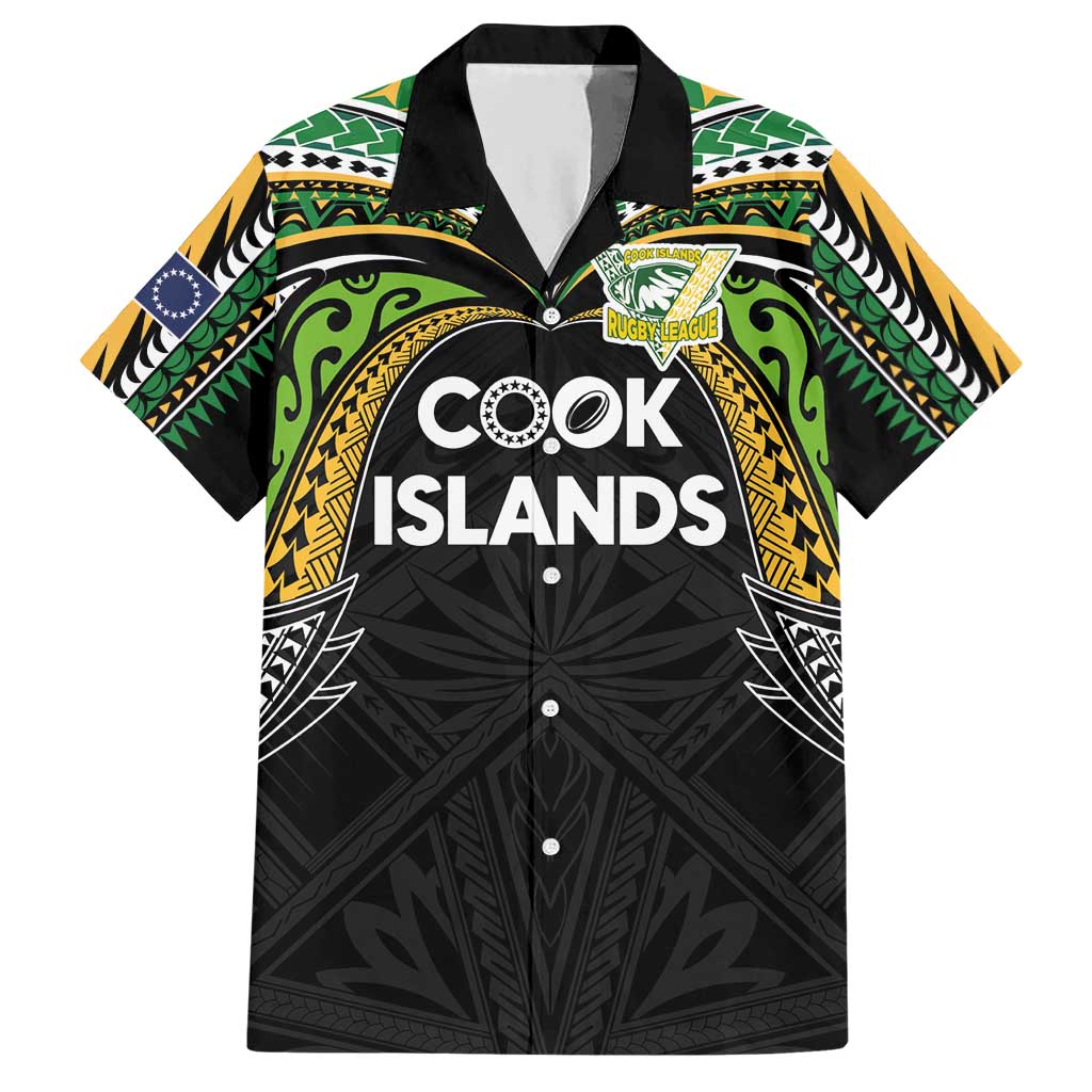 Custom Cook Islands Rugby League Hawaiian Shirt Tatau Tribal Motifs-Black Color LT03 Black - Polynesian Pride