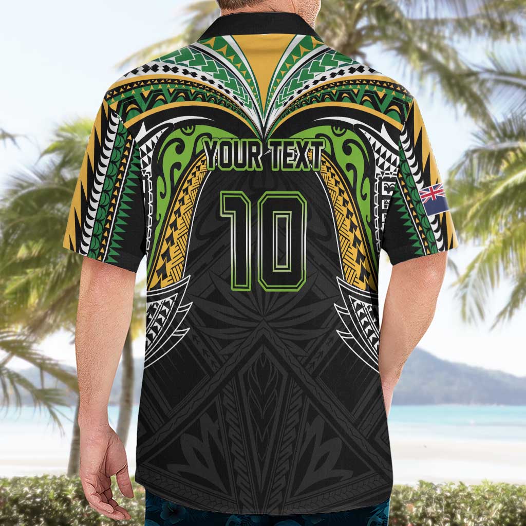Custom Cook Islands Rugby League Hawaiian Shirt Tatau Tribal Motifs-Black Color LT03 - Polynesian Pride