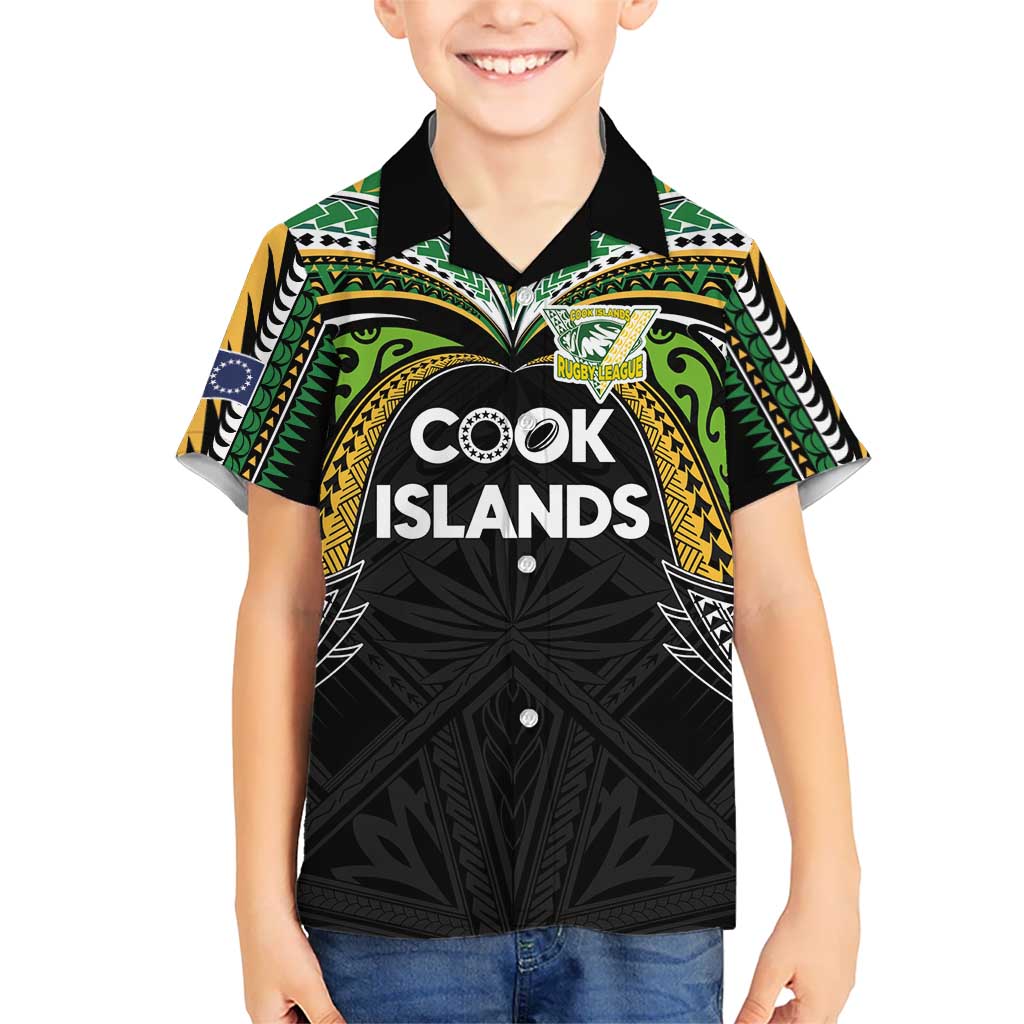 Custom Cook Islands Rugby League Hawaiian Shirt Tatau Tribal Motifs-Black Color LT03 - Polynesian Pride