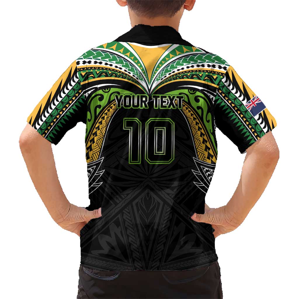 Custom Cook Islands Rugby League Hawaiian Shirt Tatau Tribal Motifs-Black Color LT03 - Polynesian Pride