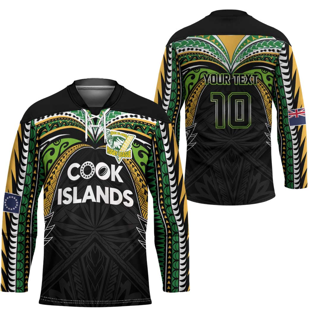 Custom Cook Islands Rugby League Hockey Jersey Tatau Tribal Motifs-Black Color LT03 - Polynesian Pride