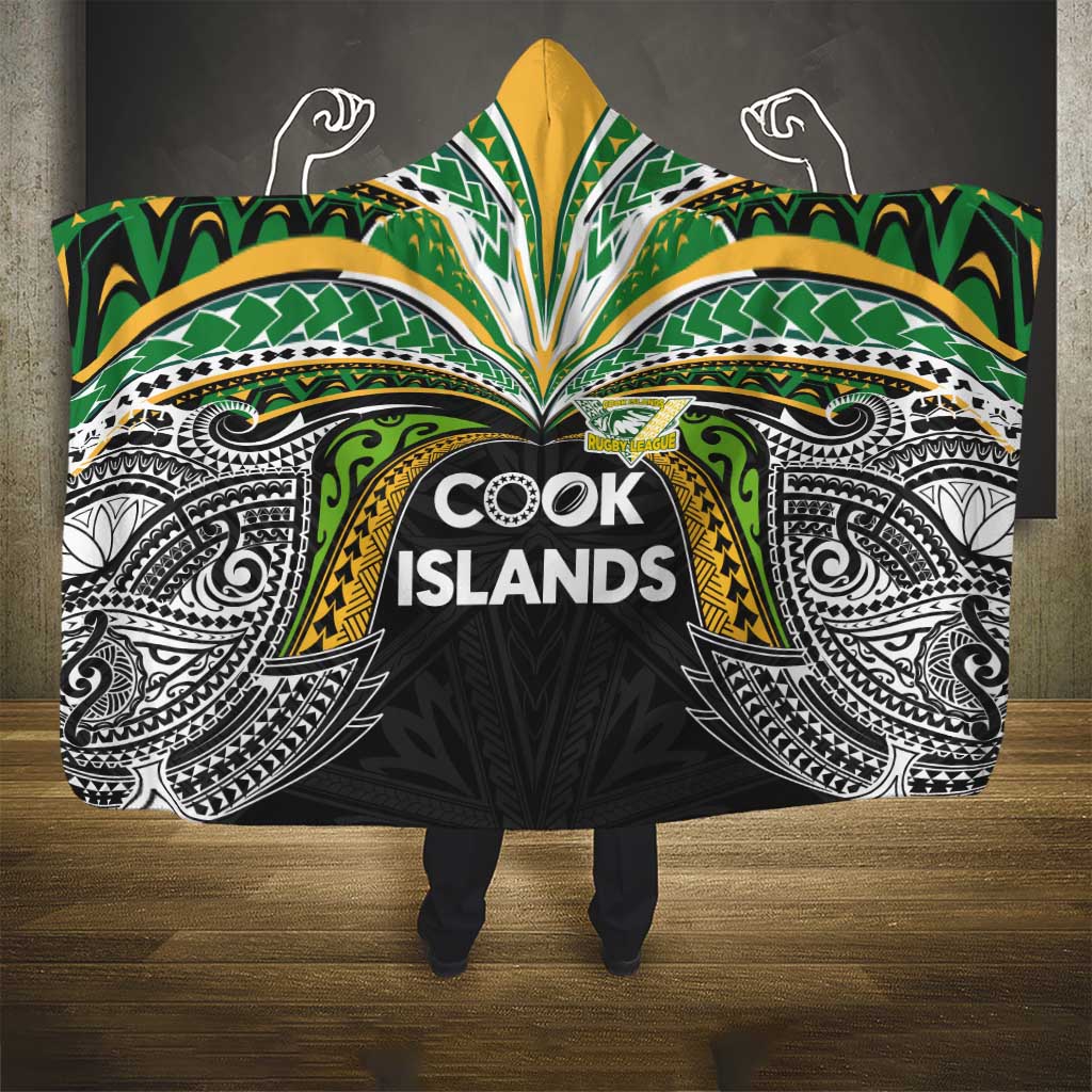 Cook Islands Rugby League Hooded Blanket Tatau Tribal Motifs-Black Color LT03 - Polynesian Pride