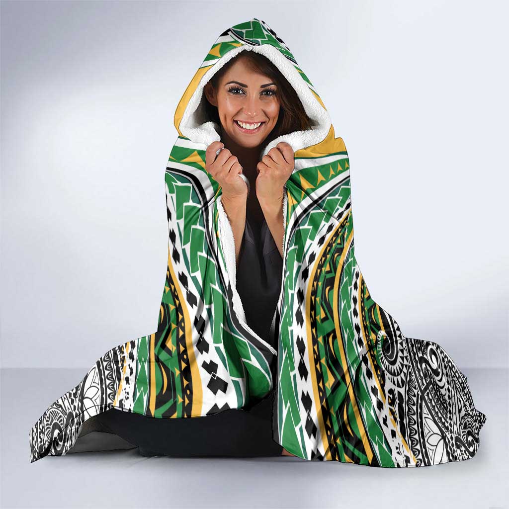 Cook Islands Rugby League Hooded Blanket Tatau Tribal Motifs-Black Color LT03 - Polynesian Pride