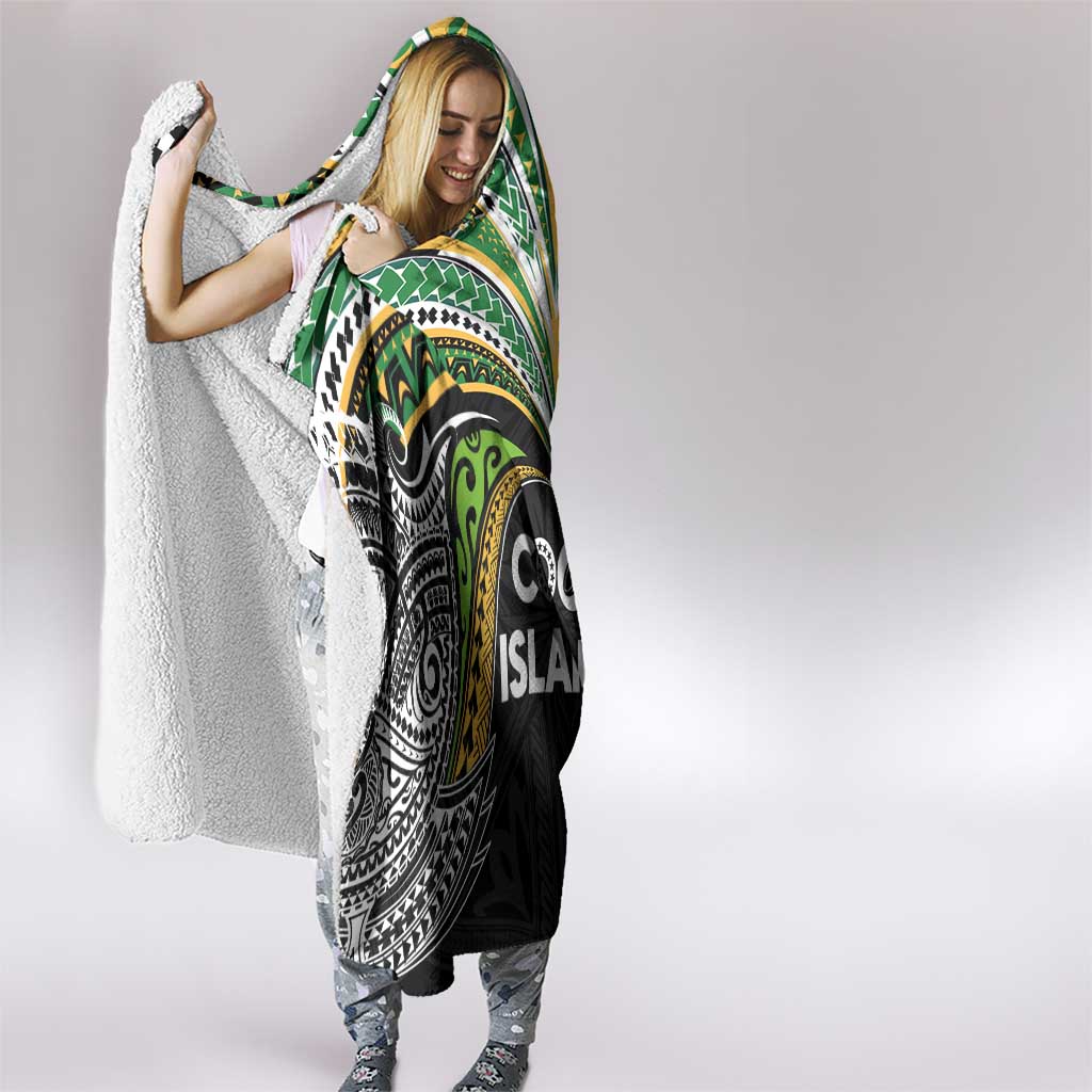Cook Islands Rugby League Hooded Blanket Tatau Tribal Motifs-Black Color LT03 - Polynesian Pride
