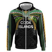 Custom Cook Islands Rugby League Hoodie Tatau Tribal Motifs-Black Color LT03 Zip Hoodie Black - Polynesian Pride