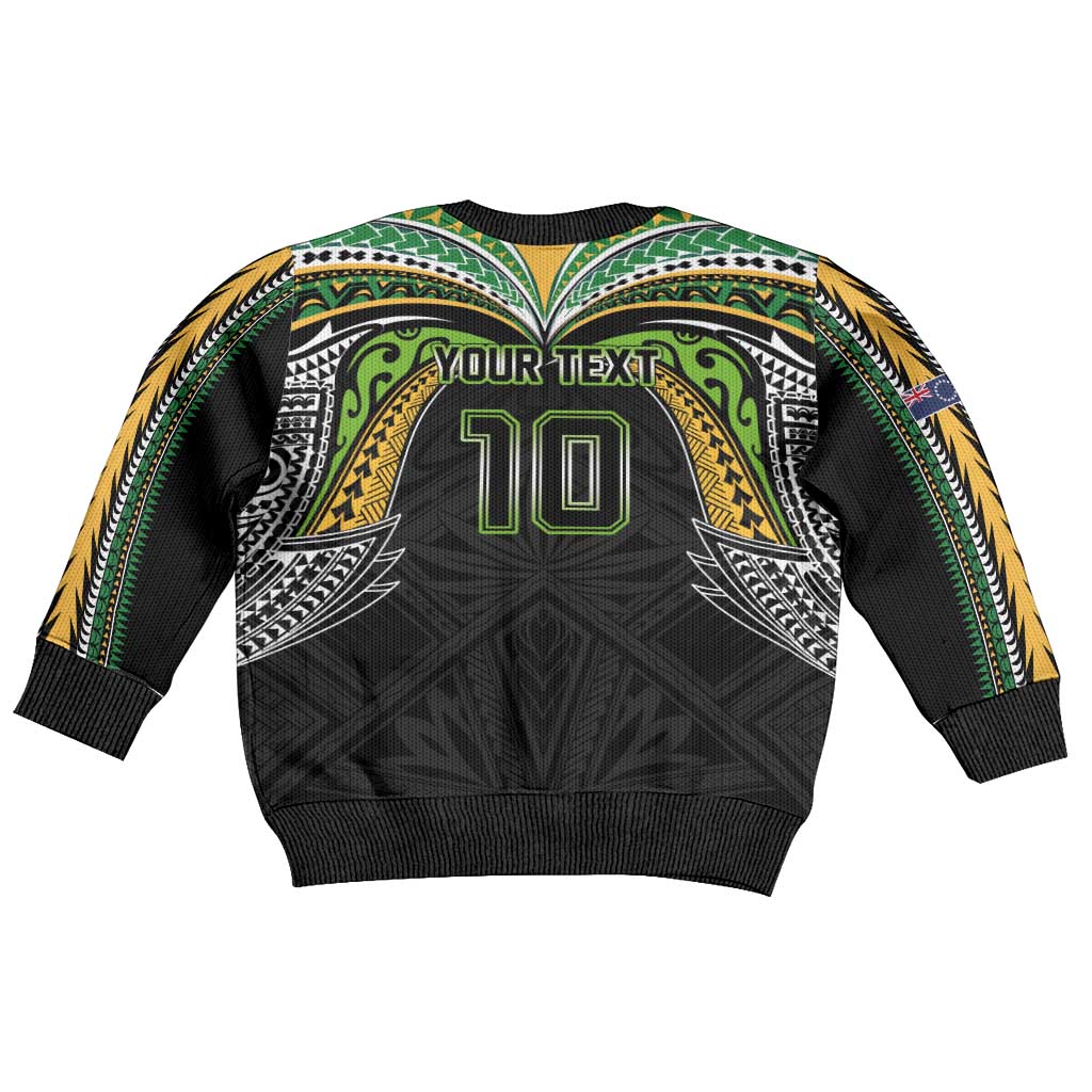 Custom Cook Islands Rugby League Kid Ugly Christmas Sweater Tatau Tribal Motifs-Black Color LT03 - Polynesian Pride