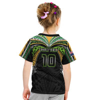 Custom Cook Islands Rugby League Kid T Shirt Tatau Tribal Motifs-Black Color LT03 - Polynesian Pride