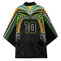 Custom Cook Islands Rugby League Kimono Tatau Tribal Motifs-Black Color LT03 - Polynesian Pride