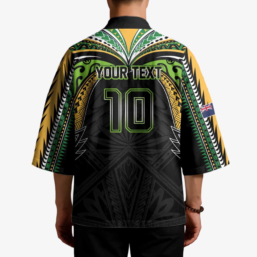 Custom Cook Islands Rugby League Kimono Tatau Tribal Motifs-Black Color LT03 - Polynesian Pride