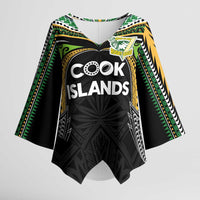 Custom Cook Islands Rugby League Kimono Sleeve Blouse Tatau Tribal Motifs-Black Color LT03 Female Black - Polynesian Pride