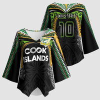 Custom Cook Islands Rugby League Kimono Sleeve Blouse Tatau Tribal Motifs-Black Color LT03 - Polynesian Pride