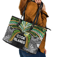 Cook Islands Rugby League Leather Tote Bag Tatau Tribal Motifs-Black Color LT03 - Polynesian Pride