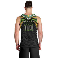 Custom Cook Islands Rugby League Men Tank Top Tatau Tribal Motifs-Black Color LT03 - Polynesian Pride