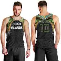 Custom Cook Islands Rugby League Men Tank Top Tatau Tribal Motifs-Black Color LT03 - Polynesian Pride