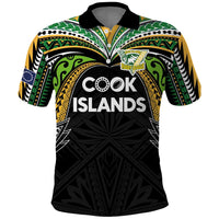 Custom Cook Islands Rugby League Polo Shirt Tatau Tribal Motifs-Black Color LT03 Black - Polynesian Pride