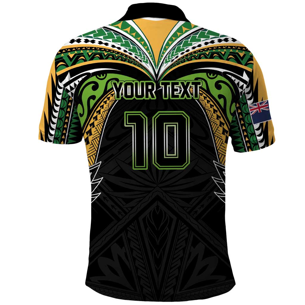 Custom Cook Islands Rugby League Polo Shirt Tatau Tribal Motifs-Black Color LT03 - Polynesian Pride