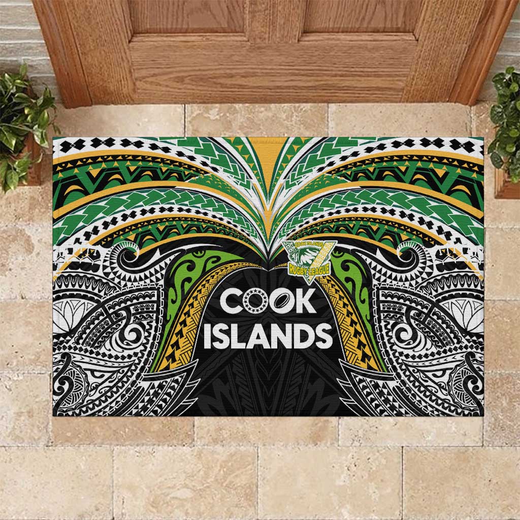 Cook Islands Rugby League Rubber Doormat Tatau Tribal Motifs-Black Color LT03 Black - Polynesian Pride