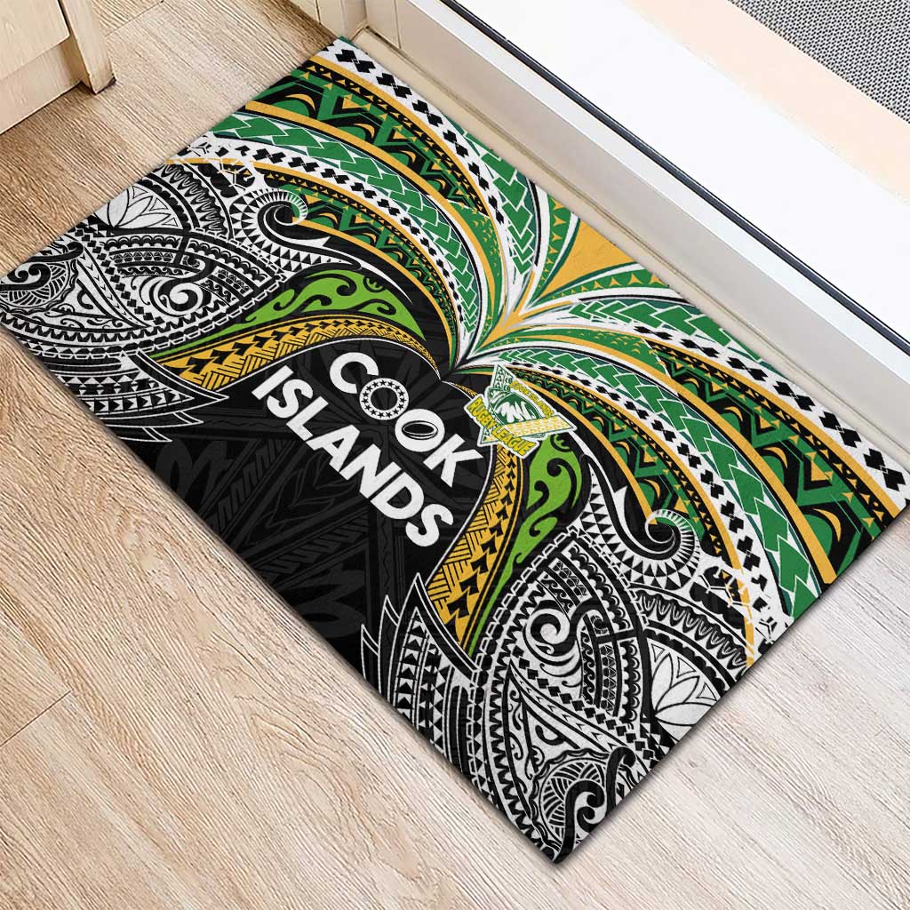 Cook Islands Rugby League Rubber Doormat Tatau Tribal Motifs-Black Color LT03 - Polynesian Pride