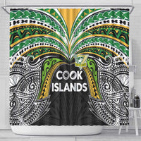 Cook Islands Rugby League Shower Curtain Tatau Tribal Motifs-Black Color LT03 - Polynesian Pride