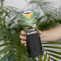 Custom Cook Islands Rugby League Skinny Tumbler Tatau Tribal Motifs-Black Color LT03 - Polynesian Pride