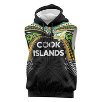 Custom Cook Islands Rugby League Sleeveless Hoodie Tatau Tribal Motifs-Black Color LT03 Black - Polynesian Pride