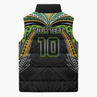 Custom Cook Islands Rugby League Sleeveless Puffer Jacket Tatau Tribal Motifs-Black Color LT03 - Polynesian Pride