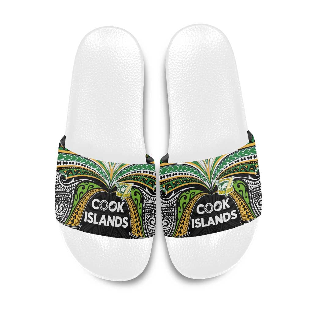 Cook Islands Rugby League Slide Sandals Tatau Tribal Motifs-Black Color LT03 Black - Polynesian Pride