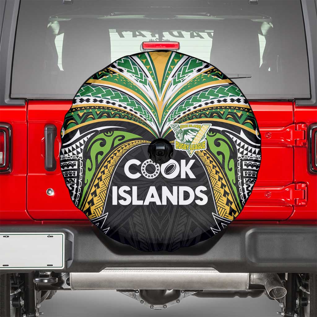 Cook Islands Rugby League Spare Tire Cover Tatau Tribal Motifs-Black Color LT03 - Polynesian Pride