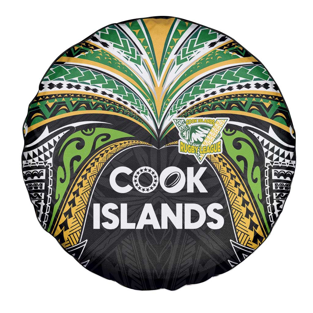 Cook Islands Rugby League Spare Tire Cover Tatau Tribal Motifs-Black Color LT03 - Polynesian Pride