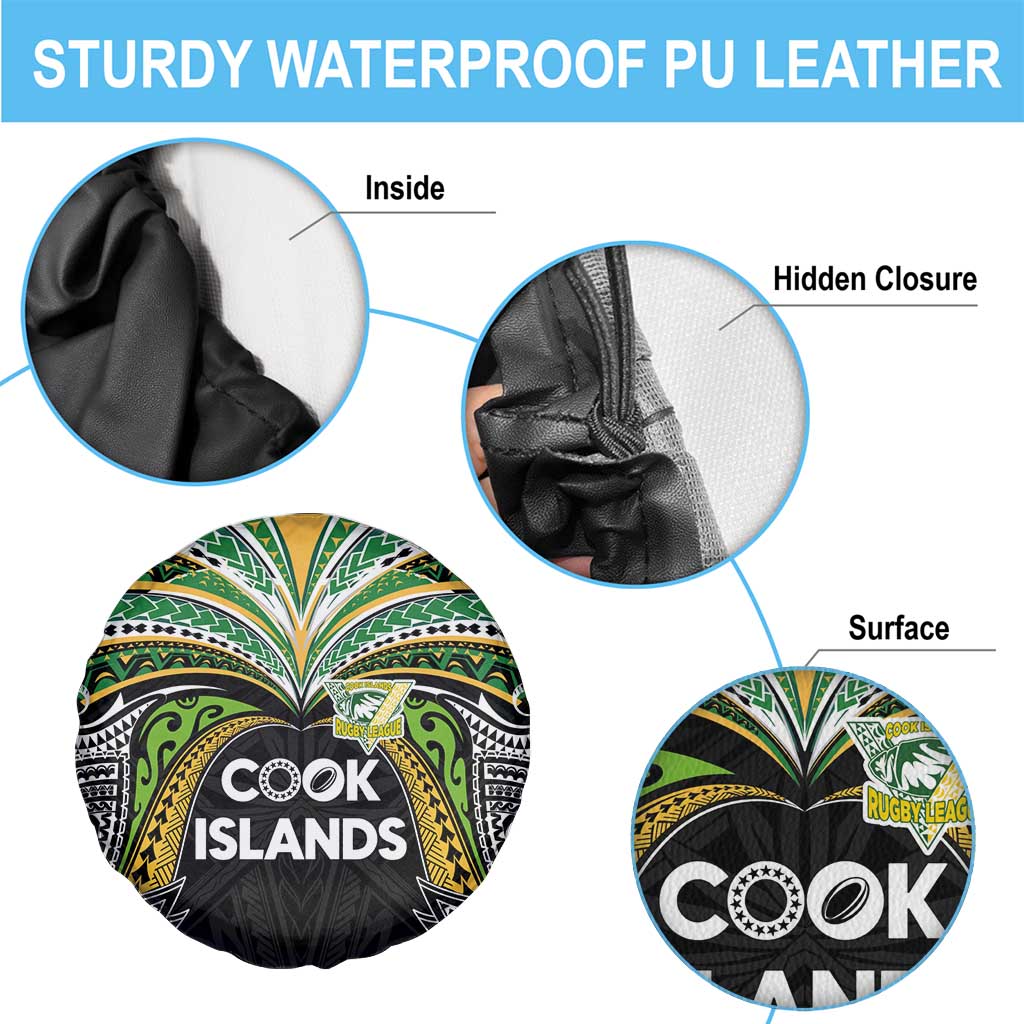 Cook Islands Rugby League Spare Tire Cover Tatau Tribal Motifs-Black Color LT03 - Polynesian Pride