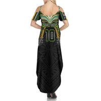 Custom Cook Islands Rugby League Summer Maxi Dress Tatau Tribal Motifs-Black Color LT03 - Polynesian Pride