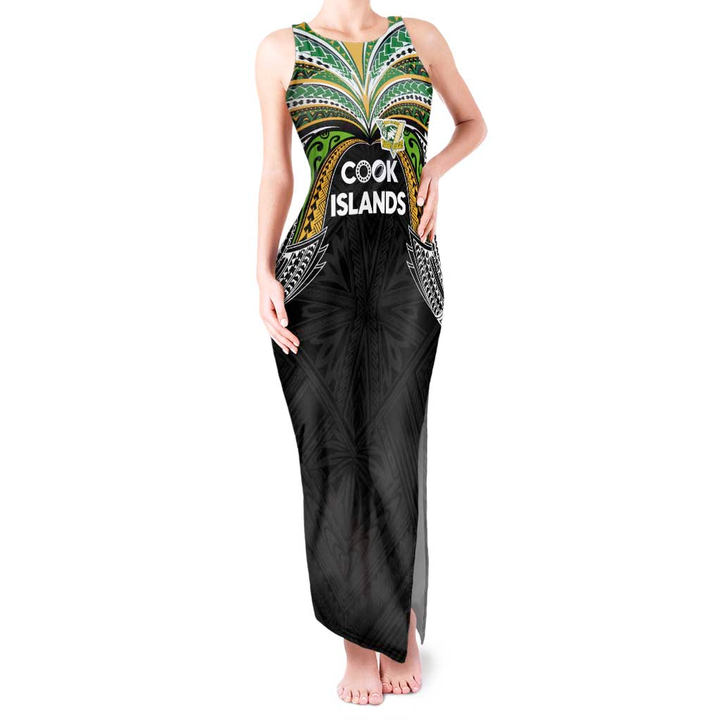 Custom Cook Islands Rugby League Tank Maxi Dress Tatau Tribal Motifs-Black Color LT03 Women Black - Polynesian Pride